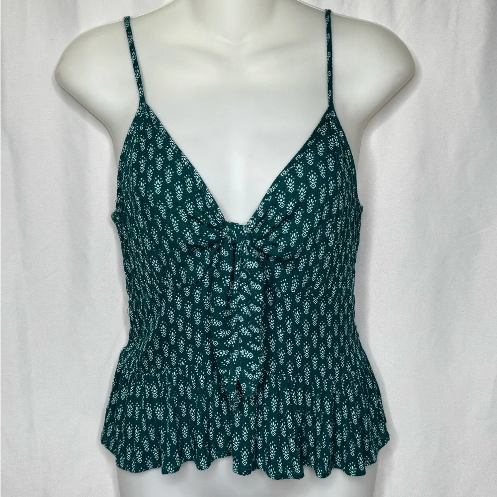 2/$15💥Patrons of Peace Women's Smocked Green Spaghetti Strap Top Sz S Bin G - Picture 8 of 8